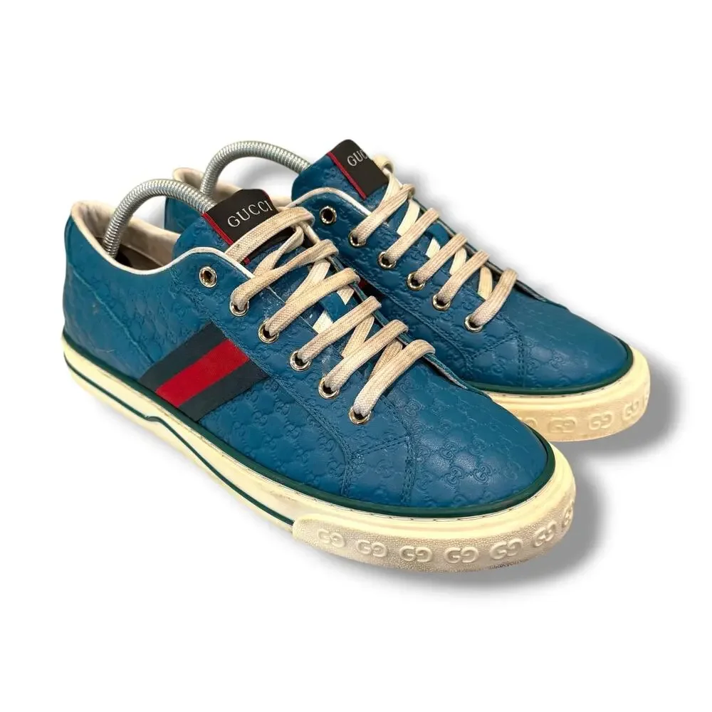 Gucci GG Web Accent Leather Sneakers ‘Blue’ | Size 9G(10US)